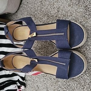 Navy Blue and gold wedge